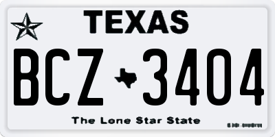 TX license plate BCZ3404