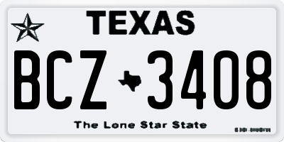 TX license plate BCZ3408