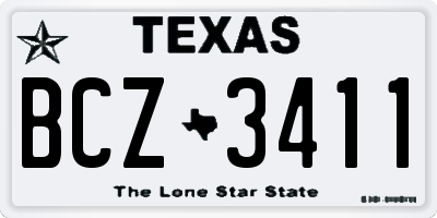 TX license plate BCZ3411