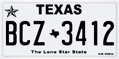 TX license plate BCZ3412