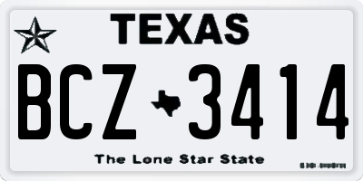 TX license plate BCZ3414