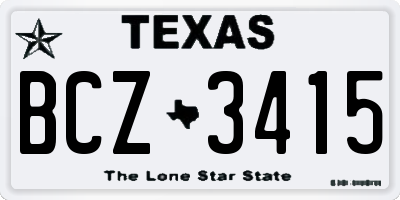 TX license plate BCZ3415