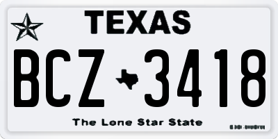 TX license plate BCZ3418