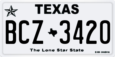 TX license plate BCZ3420