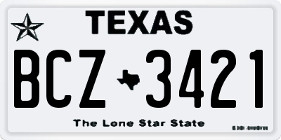 TX license plate BCZ3421