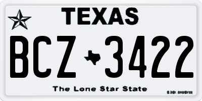 TX license plate BCZ3422