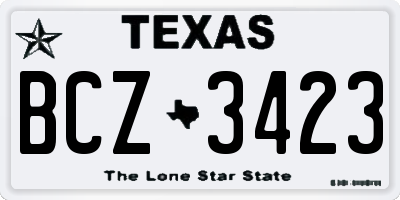 TX license plate BCZ3423