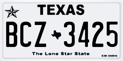 TX license plate BCZ3425