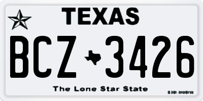 TX license plate BCZ3426