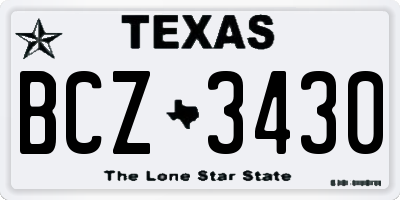 TX license plate BCZ3430