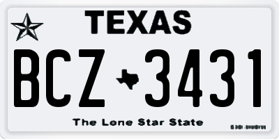 TX license plate BCZ3431
