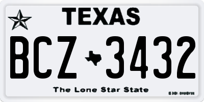TX license plate BCZ3432