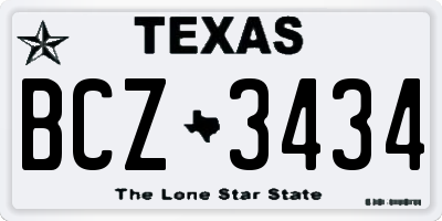 TX license plate BCZ3434