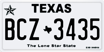 TX license plate BCZ3435
