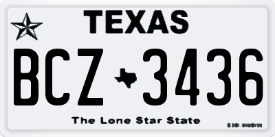 TX license plate BCZ3436