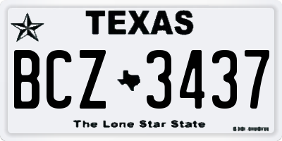 TX license plate BCZ3437