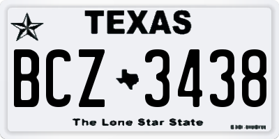 TX license plate BCZ3438