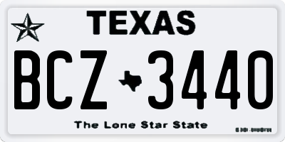 TX license plate BCZ3440