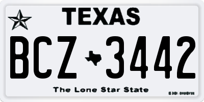 TX license plate BCZ3442