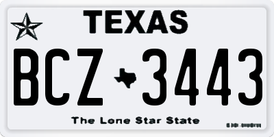 TX license plate BCZ3443