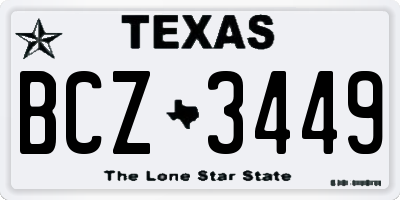 TX license plate BCZ3449