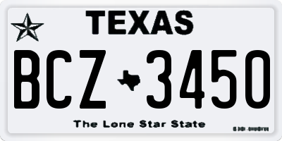 TX license plate BCZ3450
