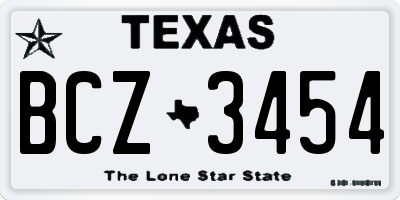 TX license plate BCZ3454