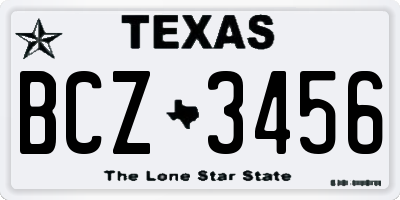 TX license plate BCZ3456