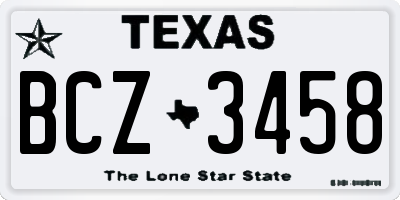TX license plate BCZ3458