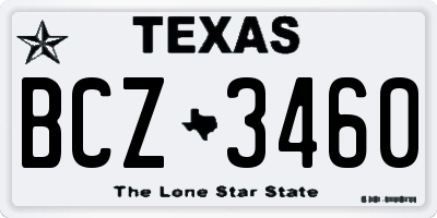 TX license plate BCZ3460