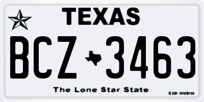 TX license plate BCZ3463