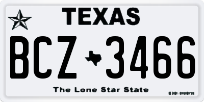 TX license plate BCZ3466