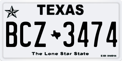 TX license plate BCZ3474