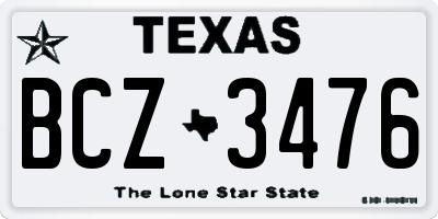 TX license plate BCZ3476