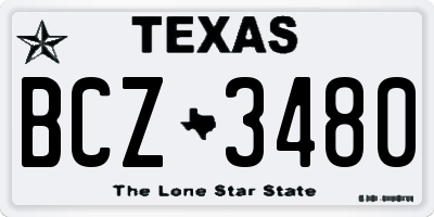 TX license plate BCZ3480