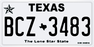 TX license plate BCZ3483