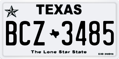 TX license plate BCZ3485