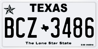 TX license plate BCZ3486
