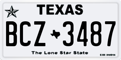 TX license plate BCZ3487