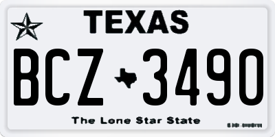 TX license plate BCZ3490