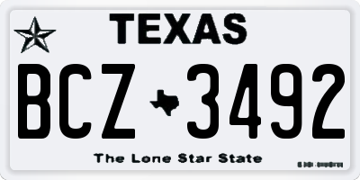 TX license plate BCZ3492