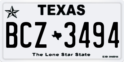 TX license plate BCZ3494