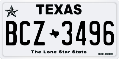 TX license plate BCZ3496