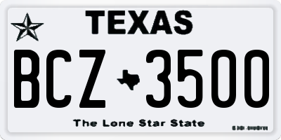 TX license plate BCZ3500