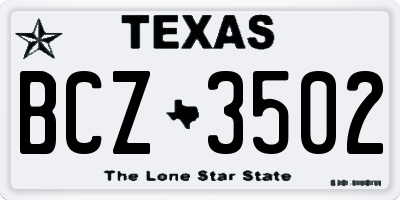 TX license plate BCZ3502