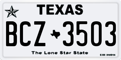 TX license plate BCZ3503