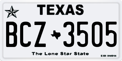 TX license plate BCZ3505