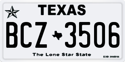TX license plate BCZ3506