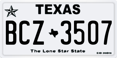 TX license plate BCZ3507