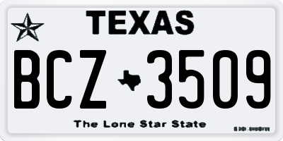 TX license plate BCZ3509